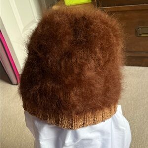 Vintage Brown Fuzzy Knit Beanie
